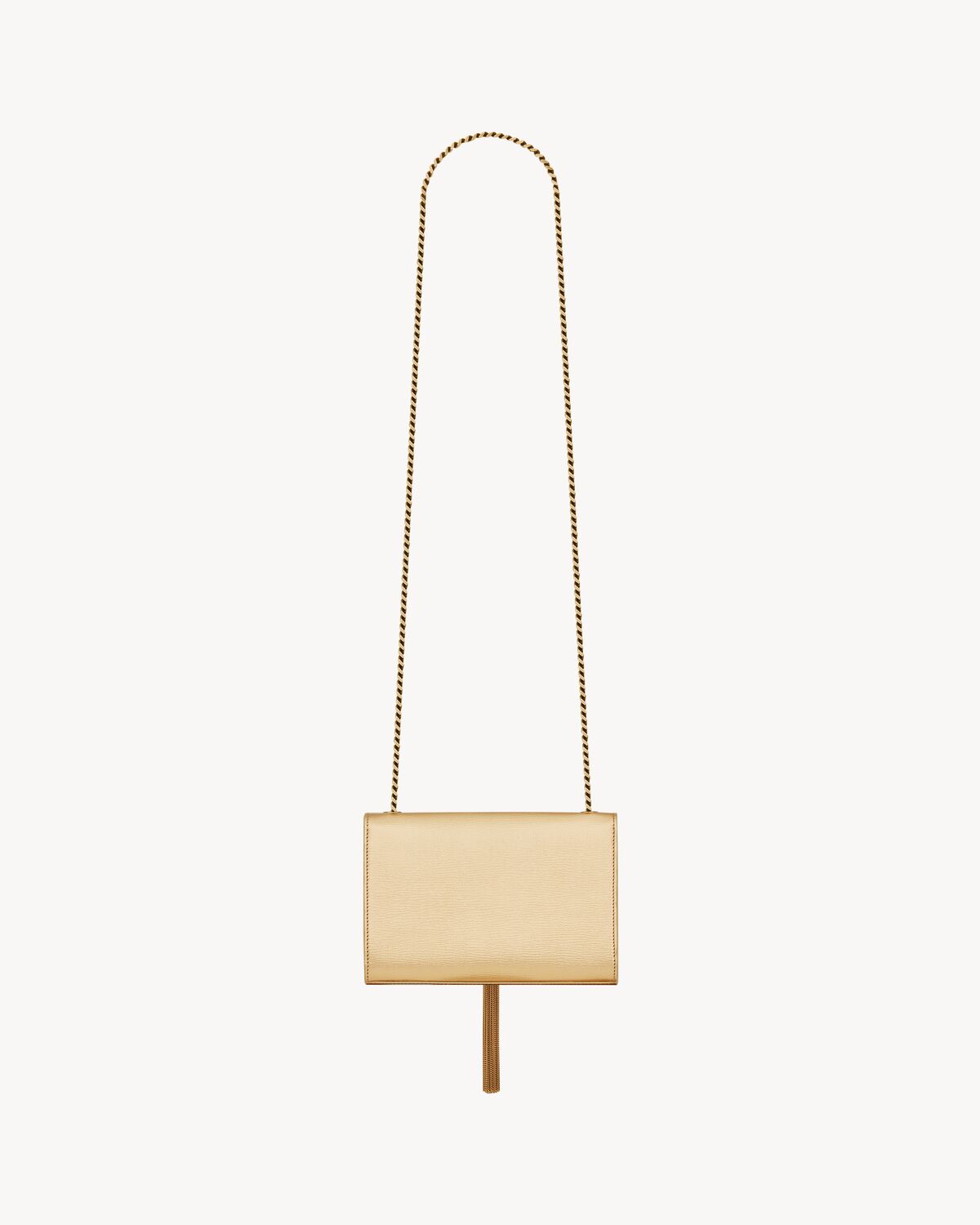 Kate small chain bag with tassel in shiny grained leather