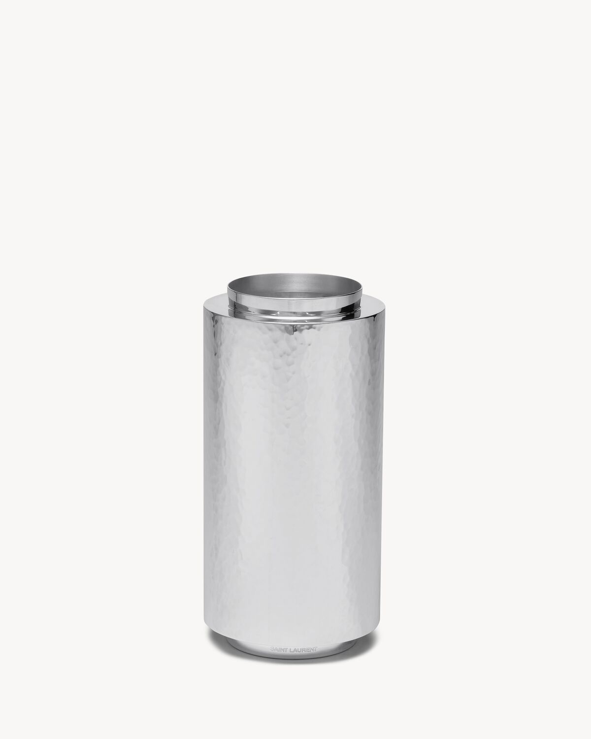 CYLINDRICAL VASE IN HAMMERED METAL