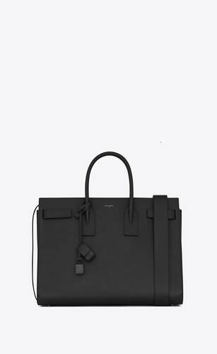 large sac de jour carry all bag in black grained leather