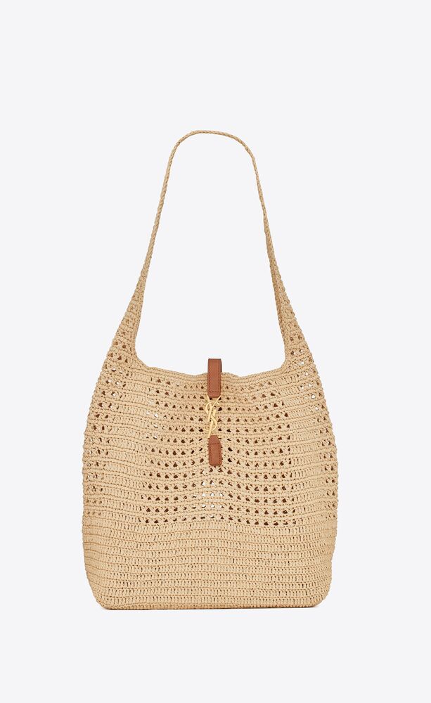 le 5 a 7 in raffia crochet and smooth leather