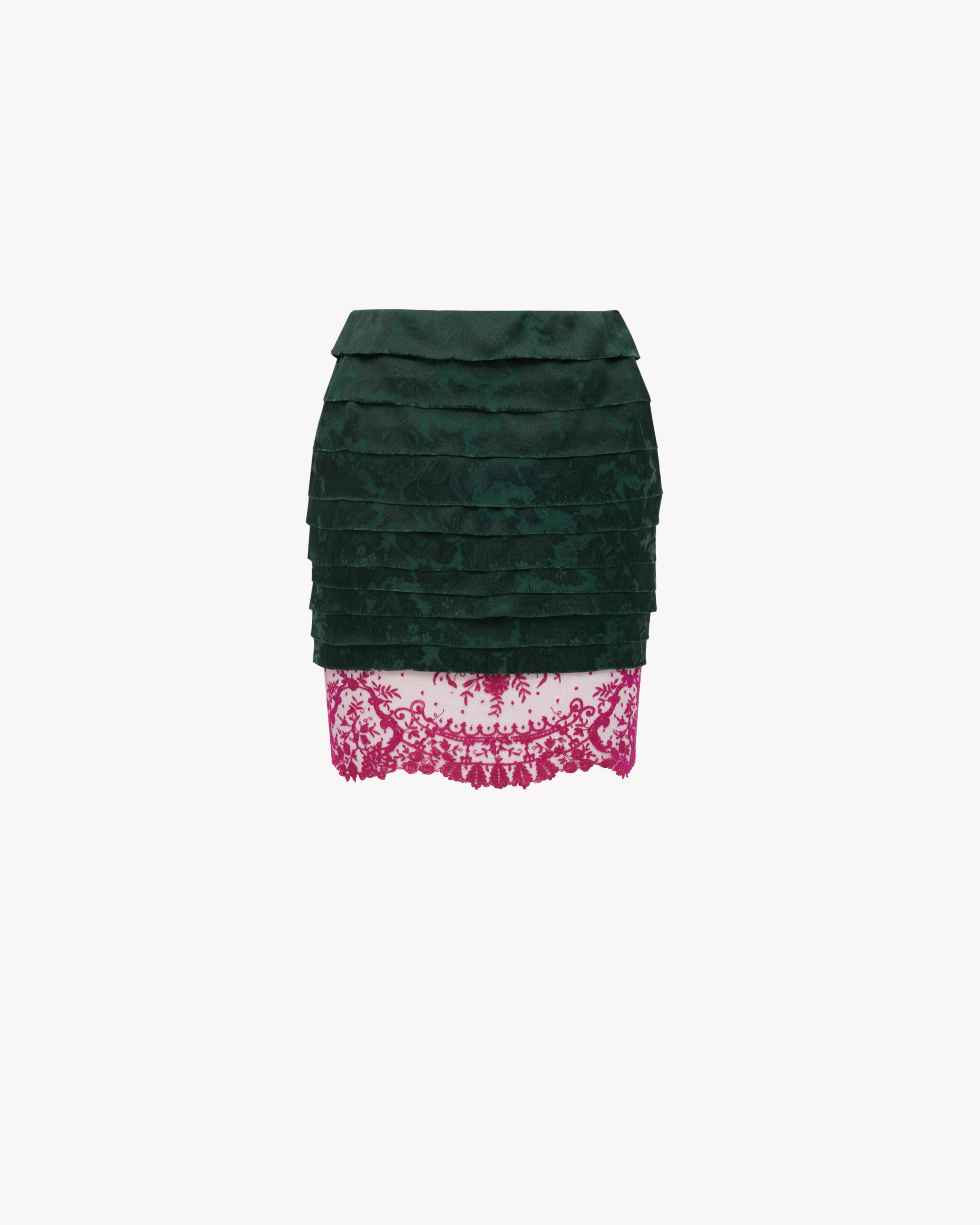 mini skirt in jacquard and lace