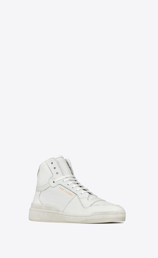 SL24 mid-top sneakers in used-look perforated leather | Saint 