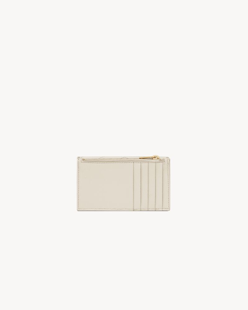 CASSANDRE MATELASSÉ FRAGMENTS FLAP CARD CASE IN GRAIN DE POUDRE LEATHER