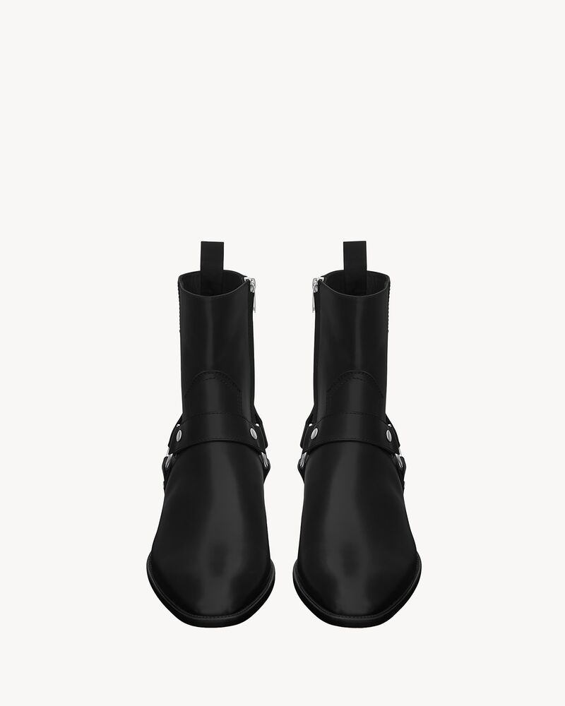 Saint Laurent Black Leather Chain and Zip Boots for Men