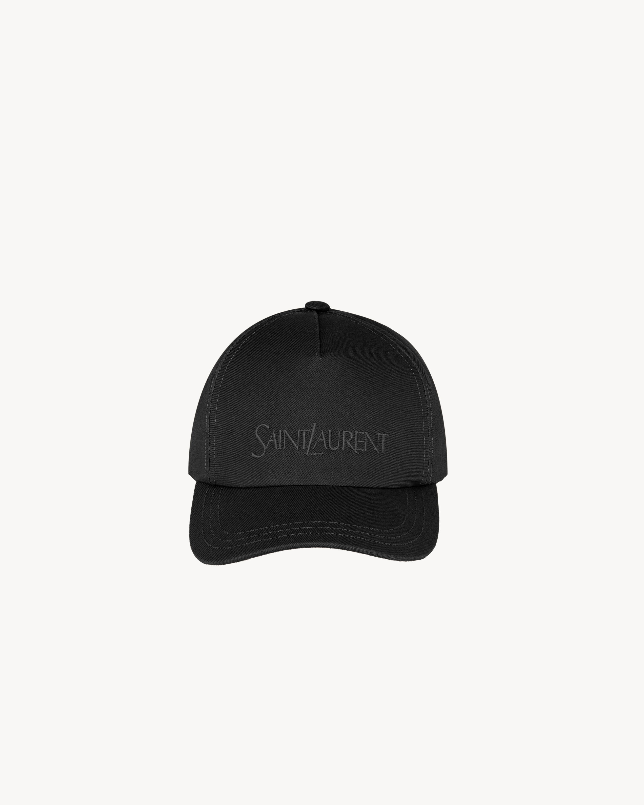 Saint Laurent Men's Logo Gabardine Baseball Cap - Black - Hats