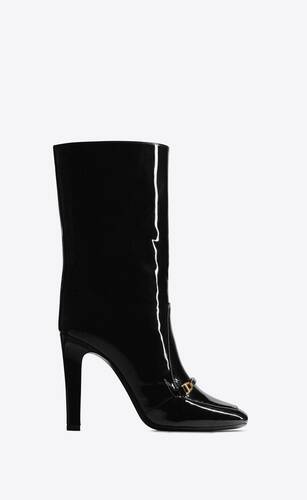 Bottes Cuir Saint Laurent en coloris Noir Femme Chaussures Bottes Cuissardes 