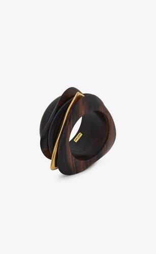 oversize bangle in wood, bamboo and metal