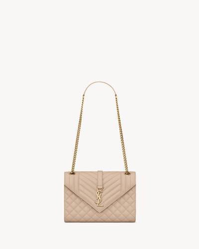 MEDIUM ENVELOPE IN QUILTED GRAIN DE POUDRE LEATHER, Saint Laurent