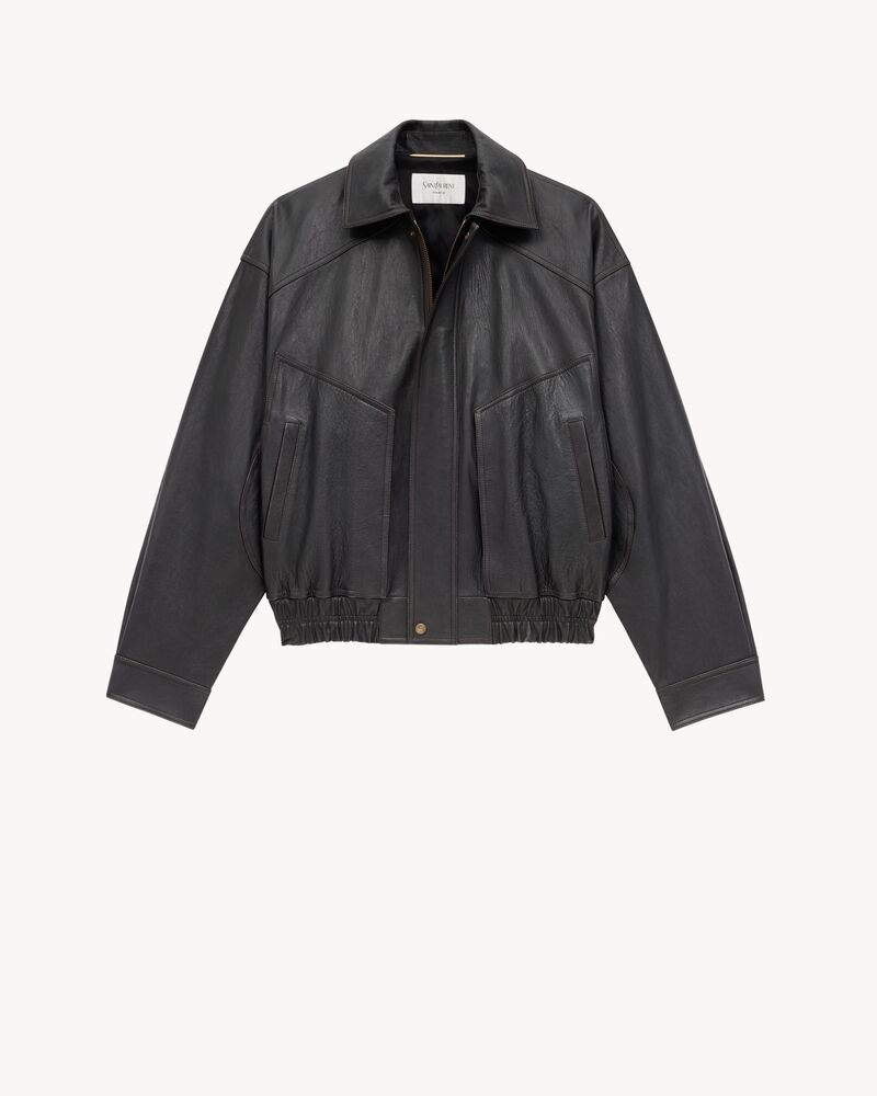 bomber jacket in grained lambskin