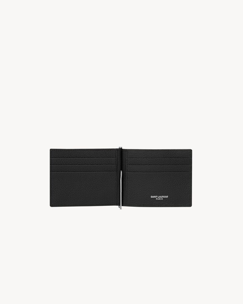 CASSANDRE SHADOW SAINT LAURENT BILL CLIP WALLET IN GRAINED LEATHER