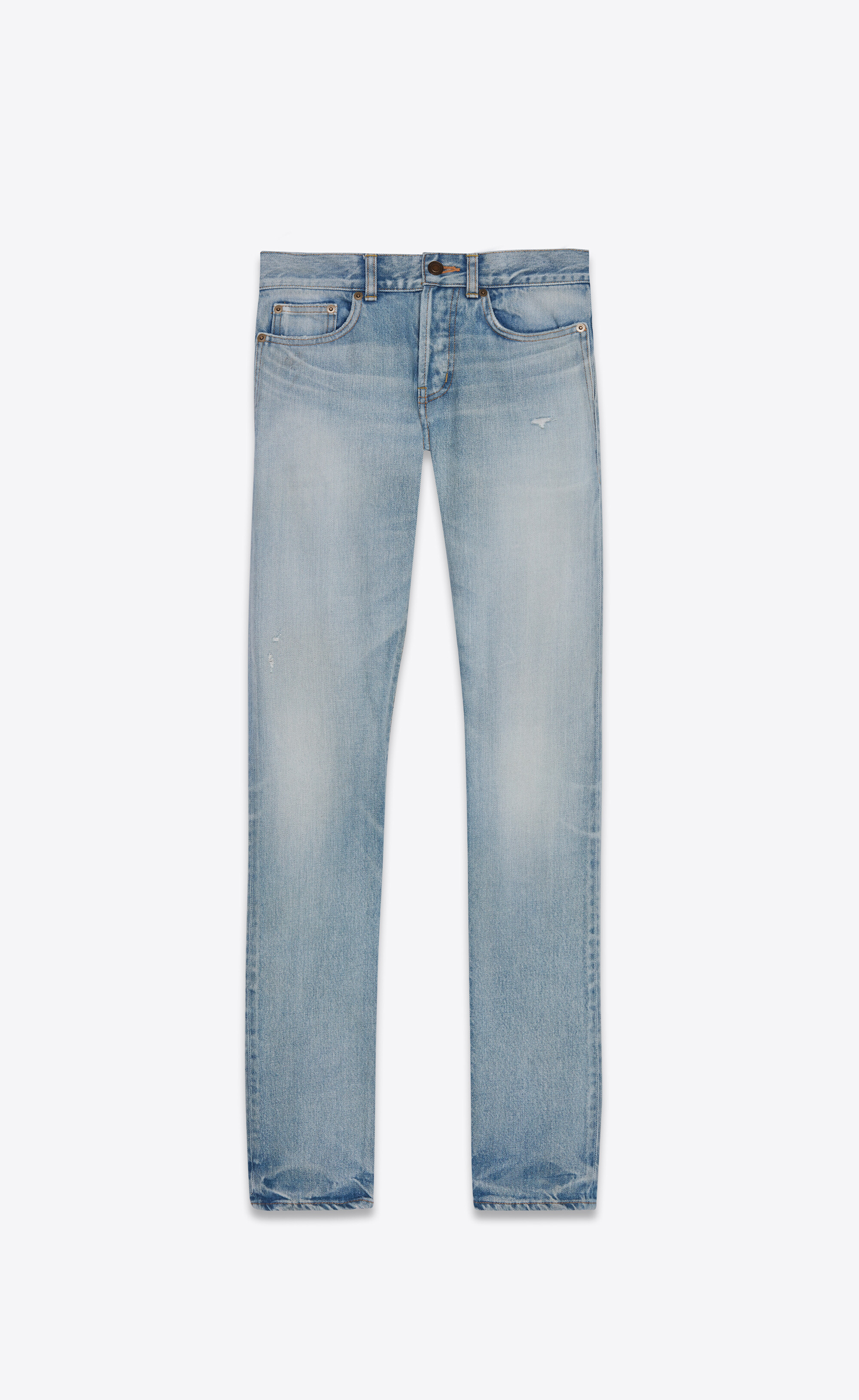 sammentrækning romanforfatter Perforering Slim-fit jeans in light fall blue denim | Saint Laurent | YSL.com