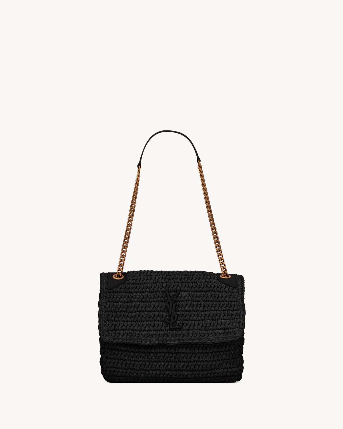 NIKI medium CHAIN BAG in raffia and leather Saint Laurent YSL