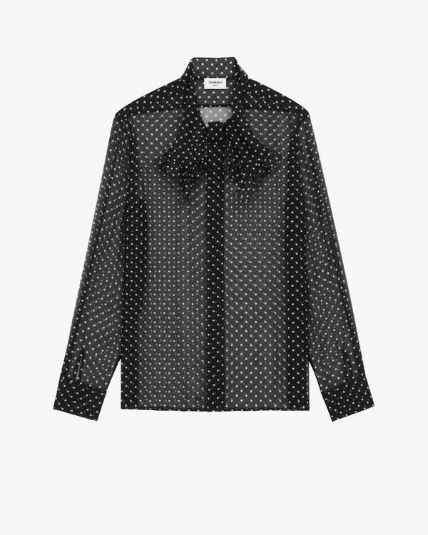 Chemise en mousseline de soie à pois
