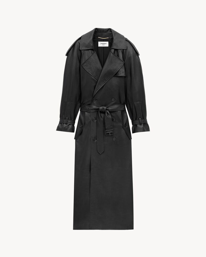 trench coat in shiny plunged lambskin
