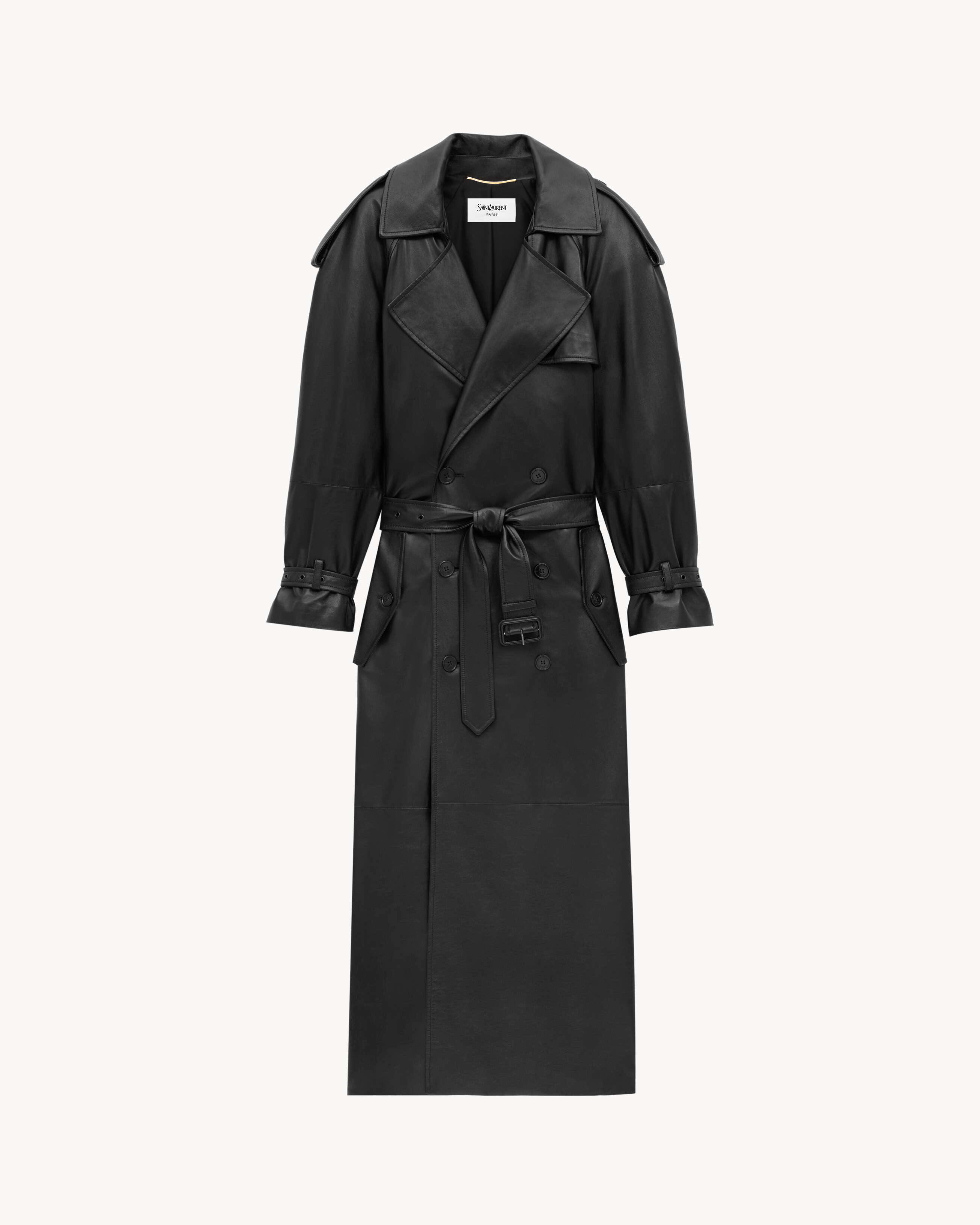 Trench en cuir d’agneau plongé brillant