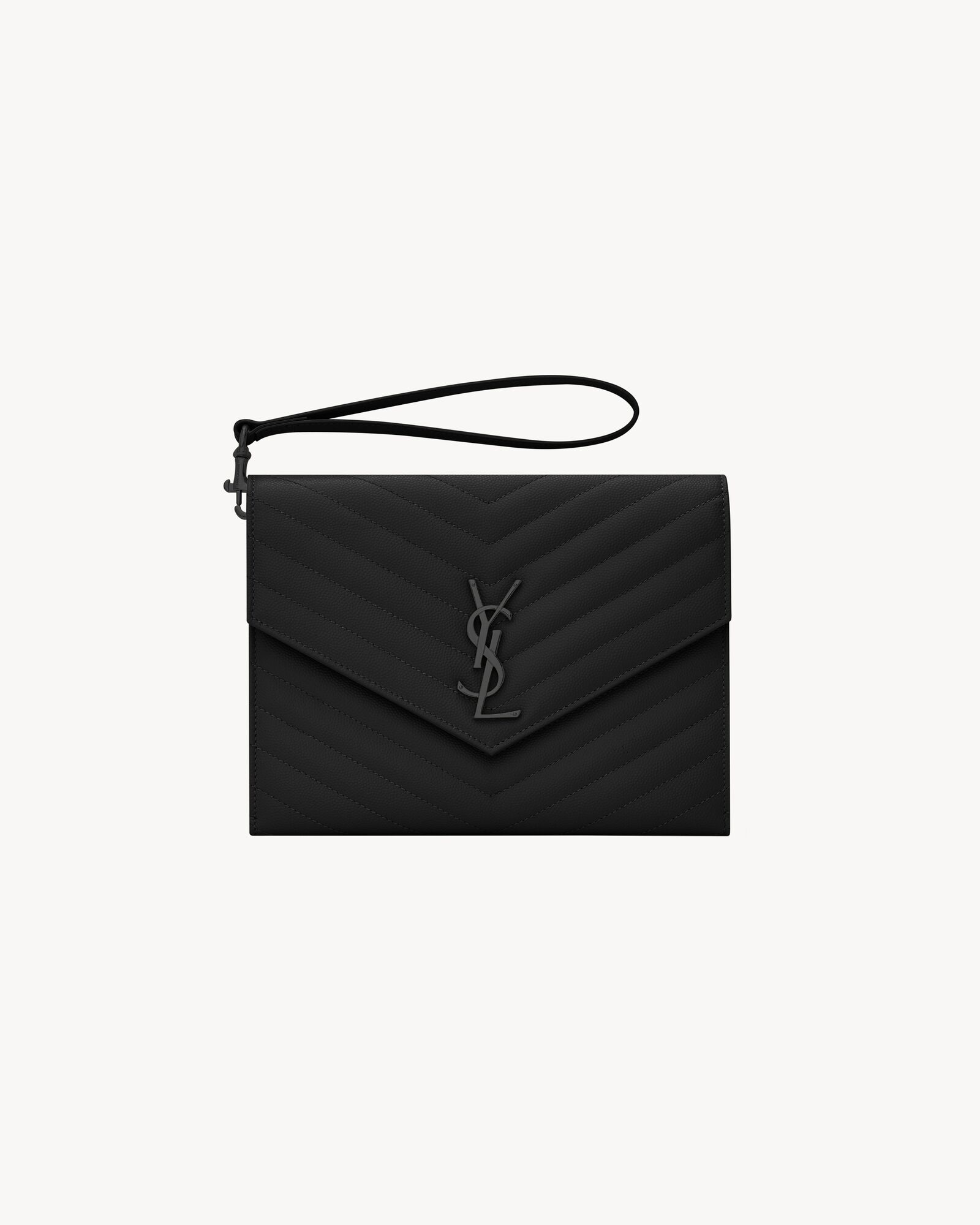 CASSANDRE MATELASSÉ FLAP POUCH IN GRAIN DE POUDRE LEATHER | Saint 