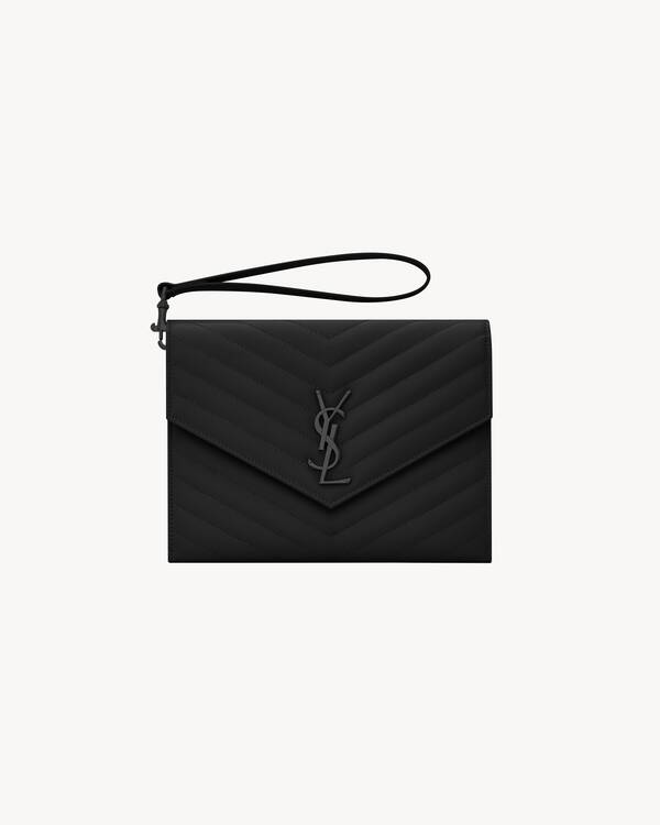POCHETTE CON PATTA CASSANDRE MATELASSÉ IN PELLE GOFFRATA GRAIN DE POUDRE