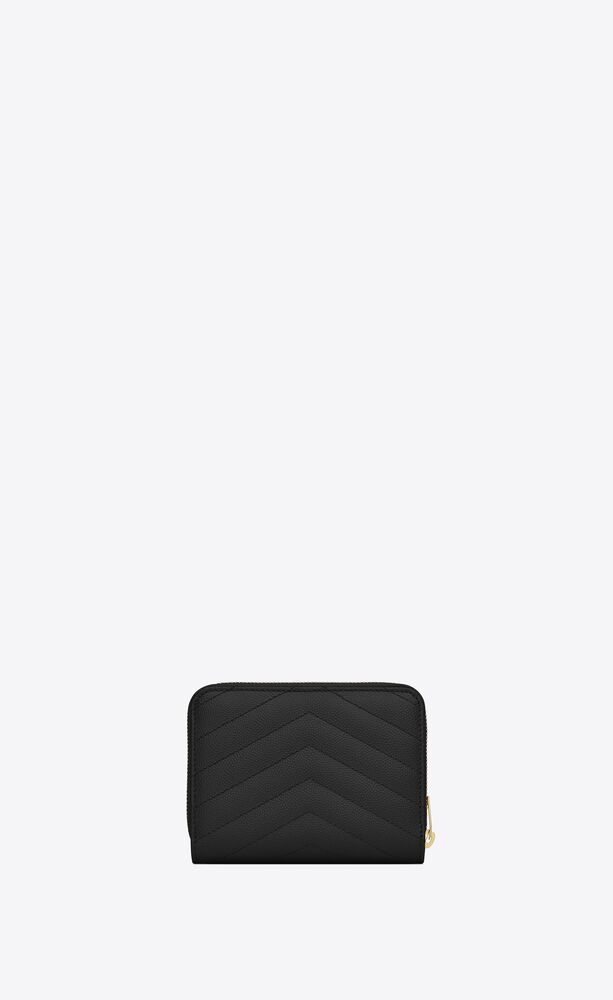 Saint Laurent Monogram Compact Zip Around Wallet Black 403723
