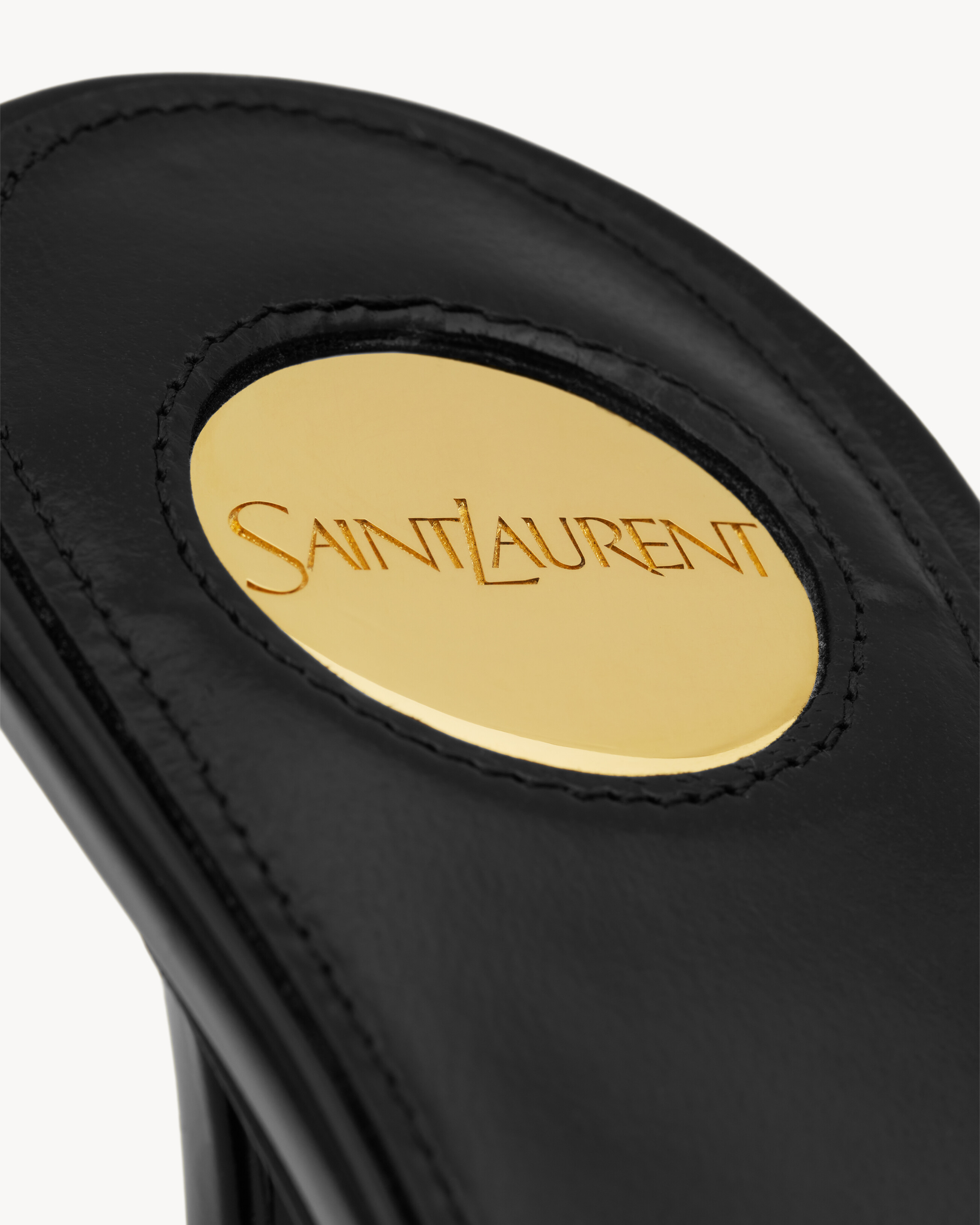 GOLDIE mules in glazed leather