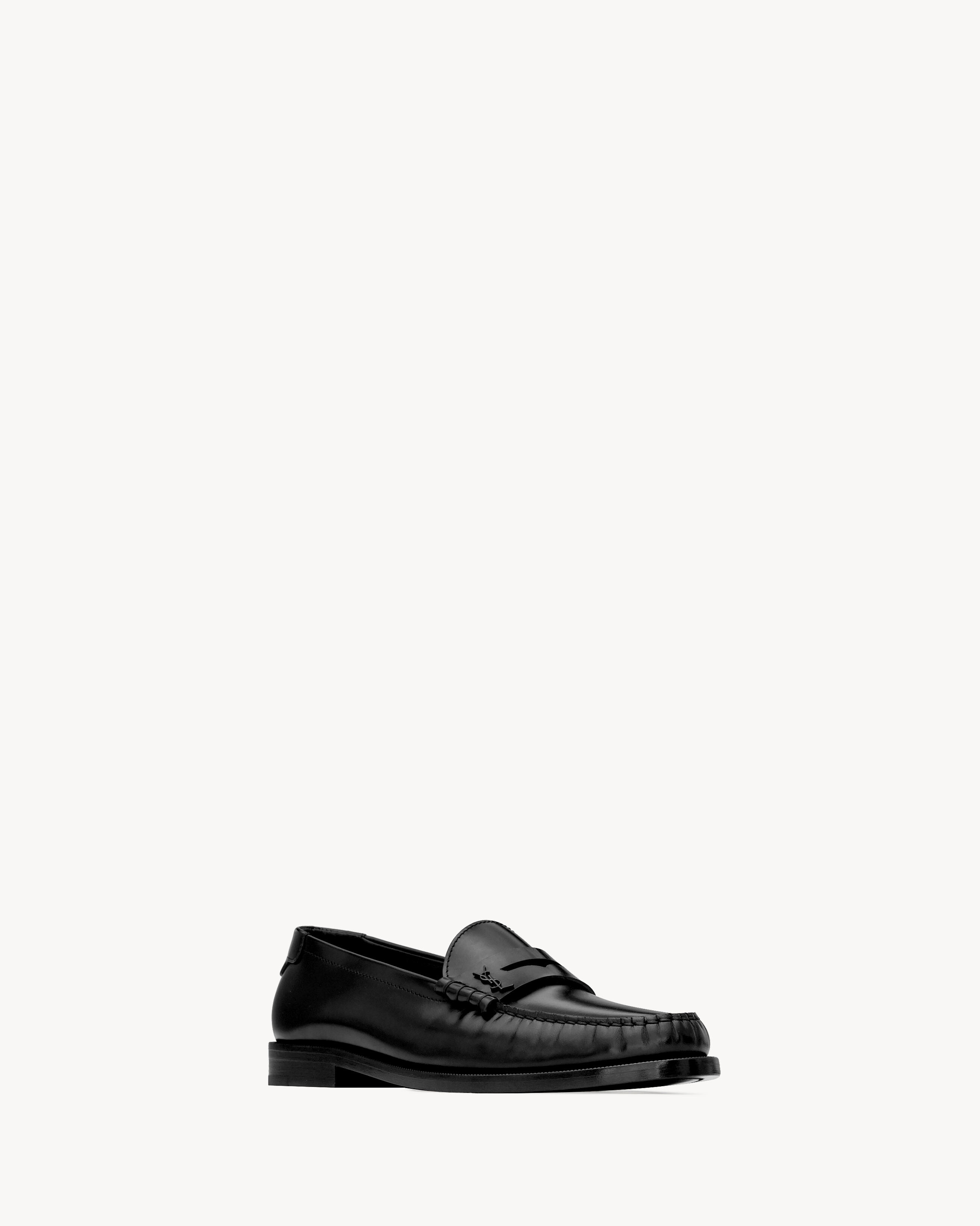 LE LOAFER classic penny slippers in glazed leather
