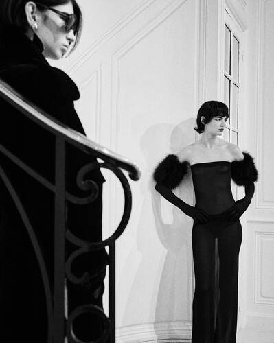 Long gloves with feathers | Saint Laurent | YSL.com
