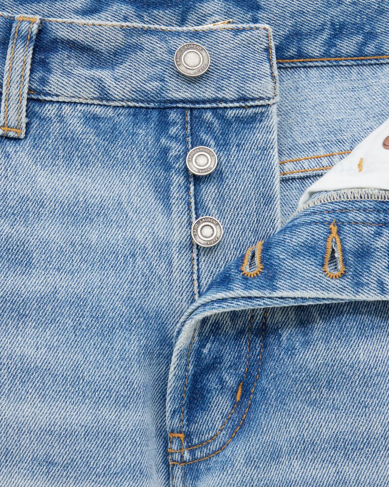 niedrig geschnittene Jeans aus Denim in Sizilien-Blau