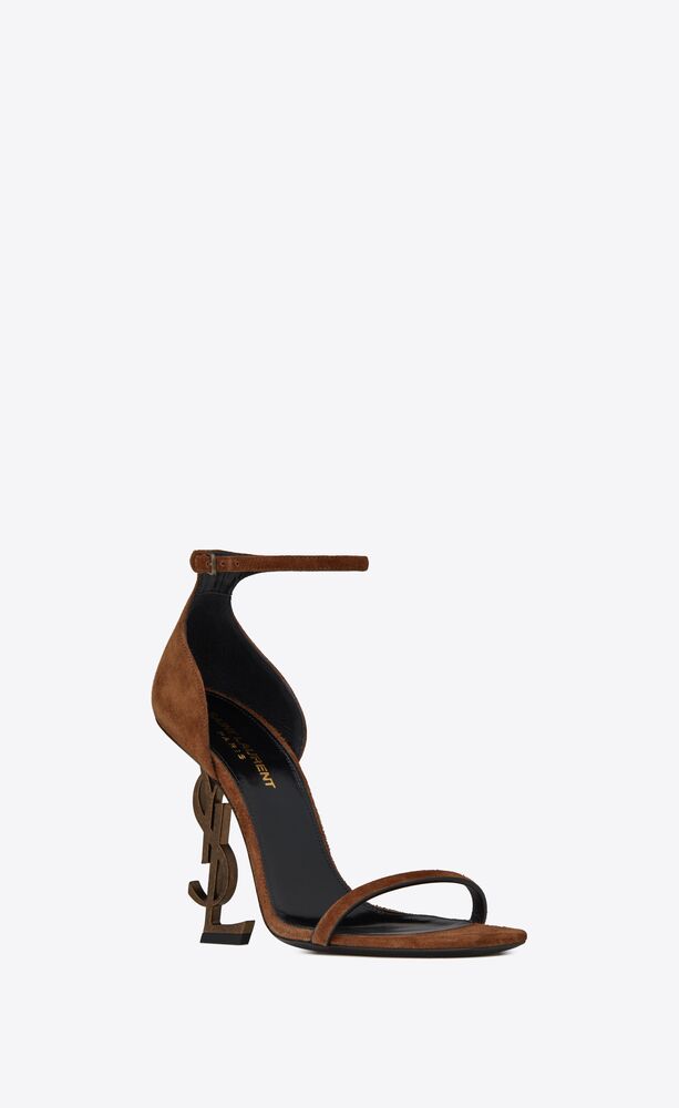 OPYUM sandals in suede with officer-gold tone heel | Saint Laurent Thailand | YSL.com