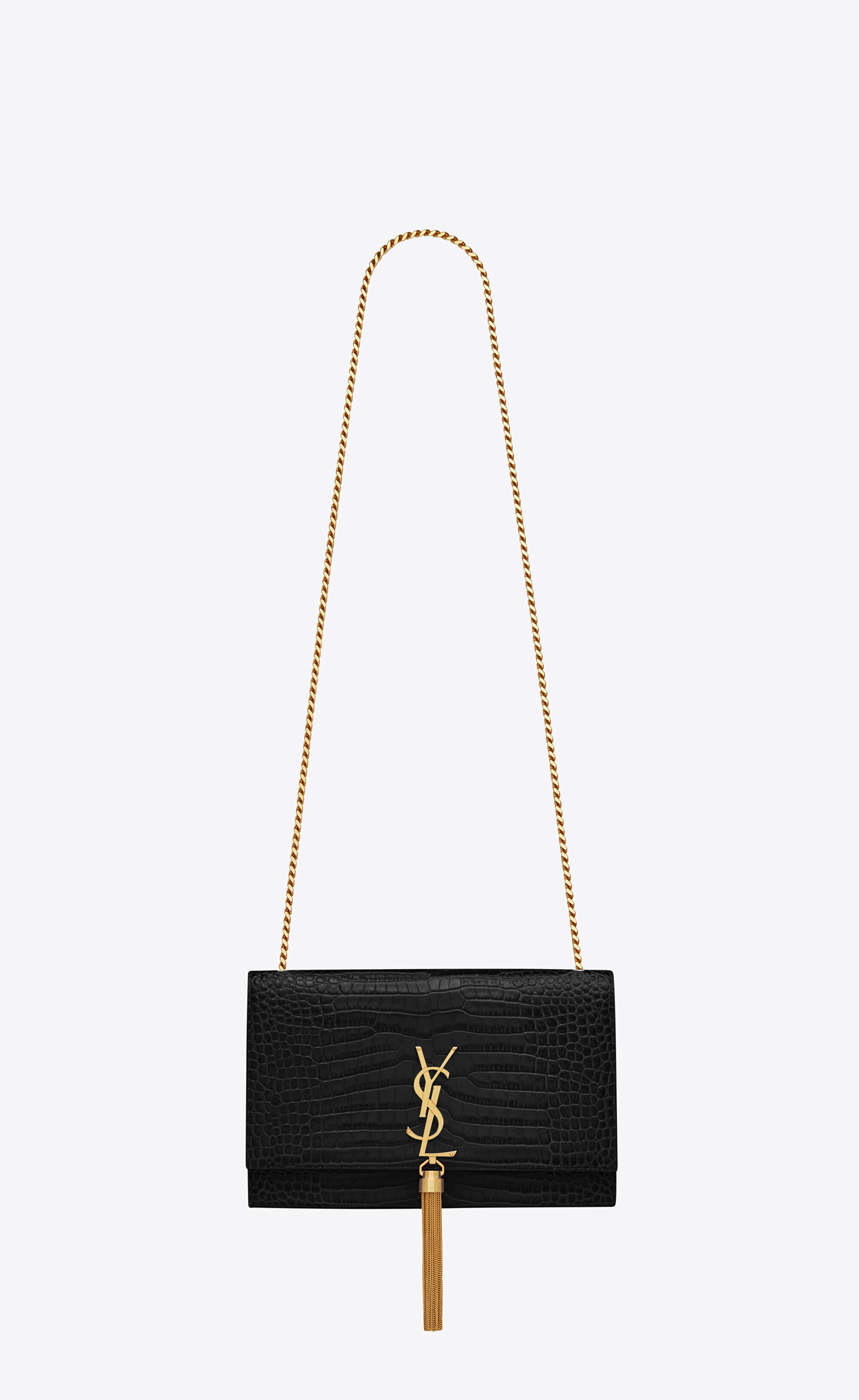 Replica YSL Fake Saint Laurent WOC Sunset Chain Wallet In Red Croc-Embossed  Leather for Sale