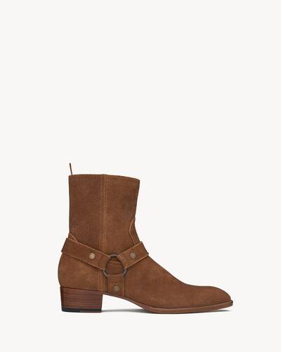 Wyatt harness boots in suede | Saint Laurent | YSL.com