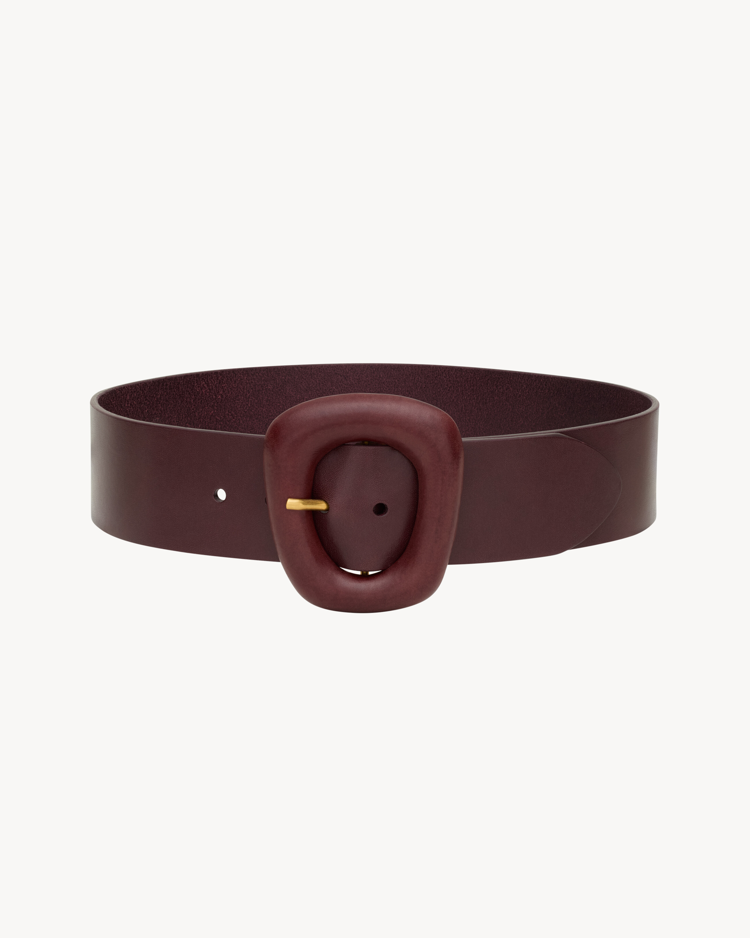 covered buckle belt in leather