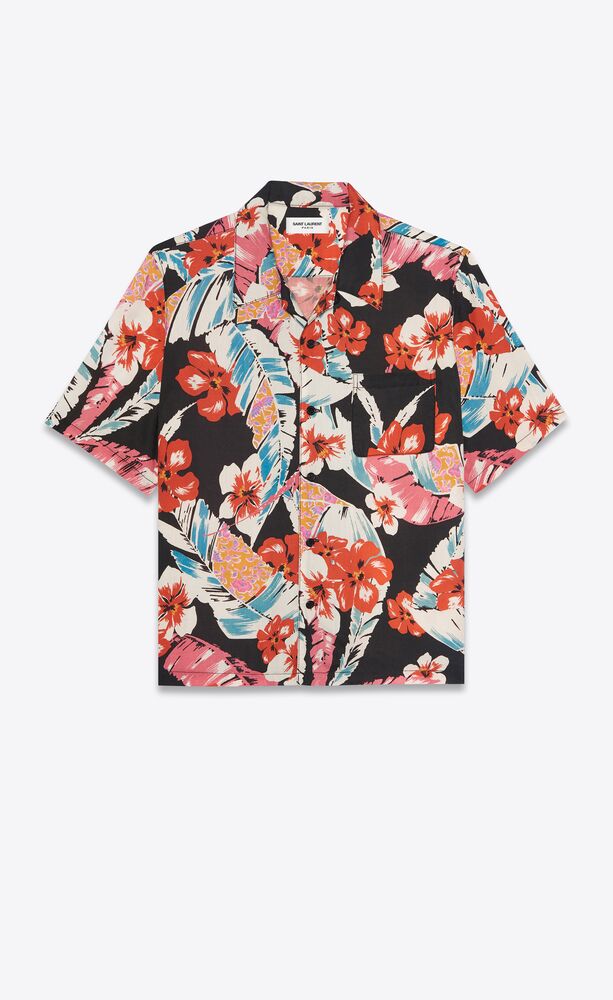 热带花朵莱赛尔纤维夏威夷衬衫 Saint Laurent 新加坡 Ysl Com