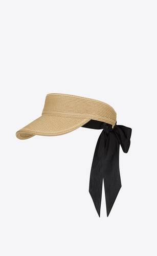 visor in straw with scarf