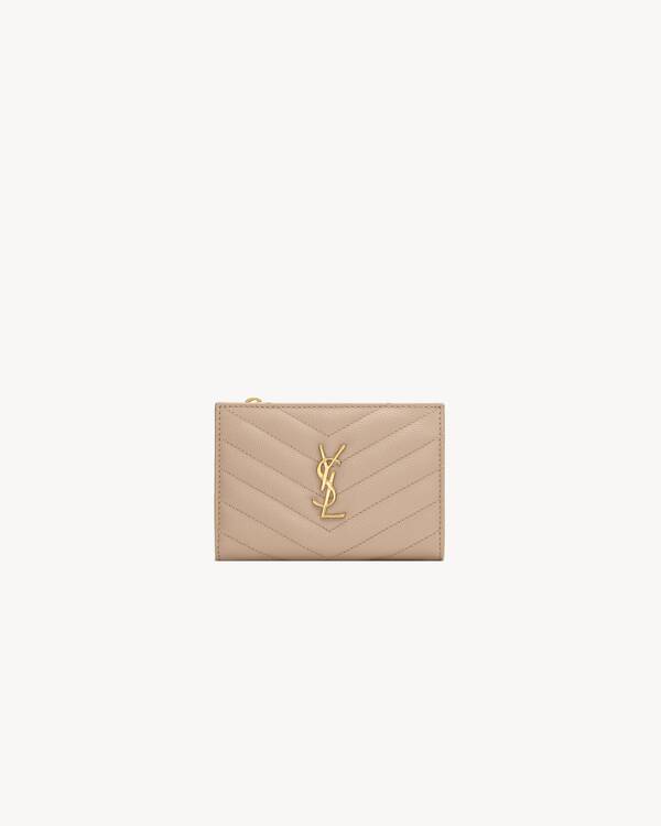 Saint Laurent Cassandre Matelasse Fragments Zipped Bi Fold Wallet