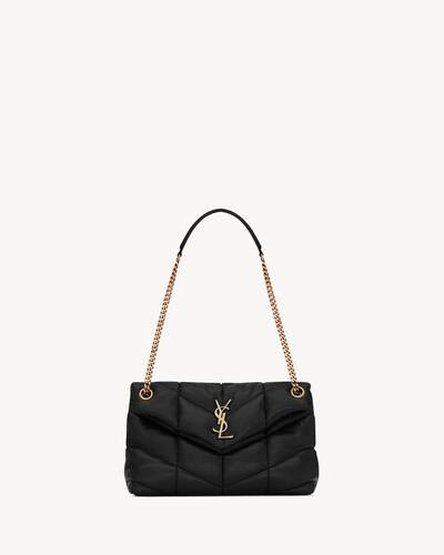 Loulou Puffer small suede-trimmed quilted denim shoulder bag