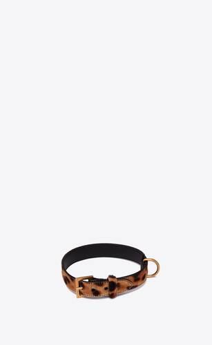 dog collar in ponyskin-look leather with a leopard print