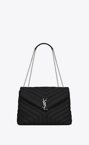Yves Saint Laurent Grey Quilted Leather Monogram Medium College Bag