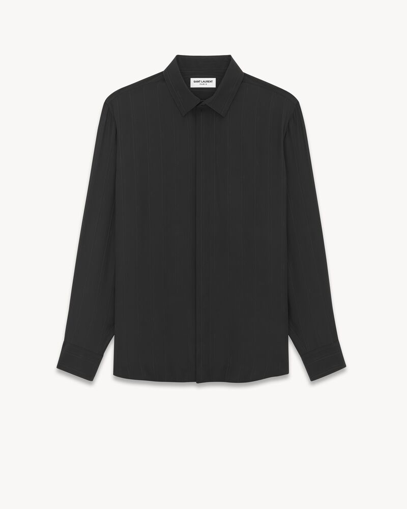 YVES COLLAR SHIRT in matte and shiny CASSANDRE striped silk