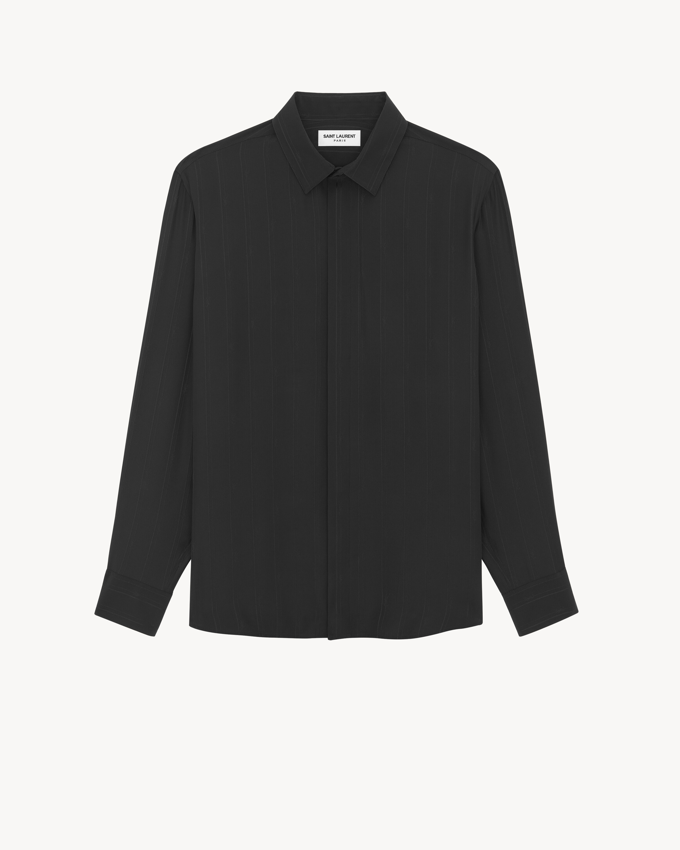 Camisa con Cuello Yves de Seda Mate y Brillante con Motivo de Rayas Cassandre
