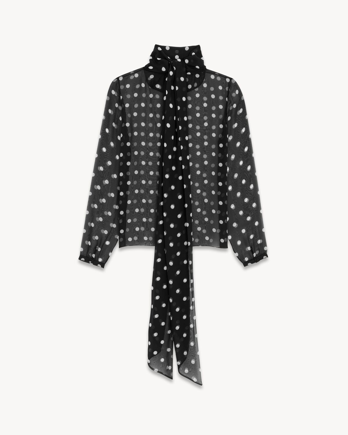 Lavallière-neck Blouse In Dotted Silk Muslin | Saint Laurent | YSL.com