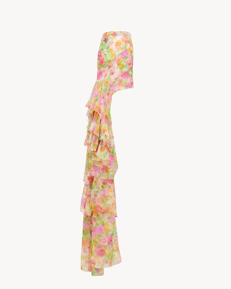 cascade skirt in floral silk muslin