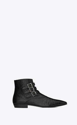 stan boots in crocodile-embossed leather