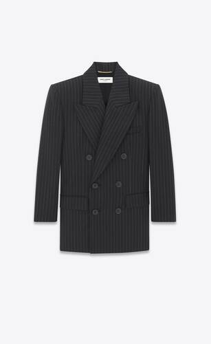 double-breasted jacket in rive gauche striped flannel