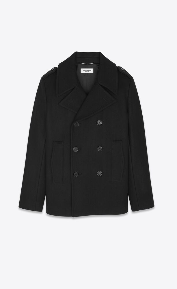 double-breasted peacoat in wool