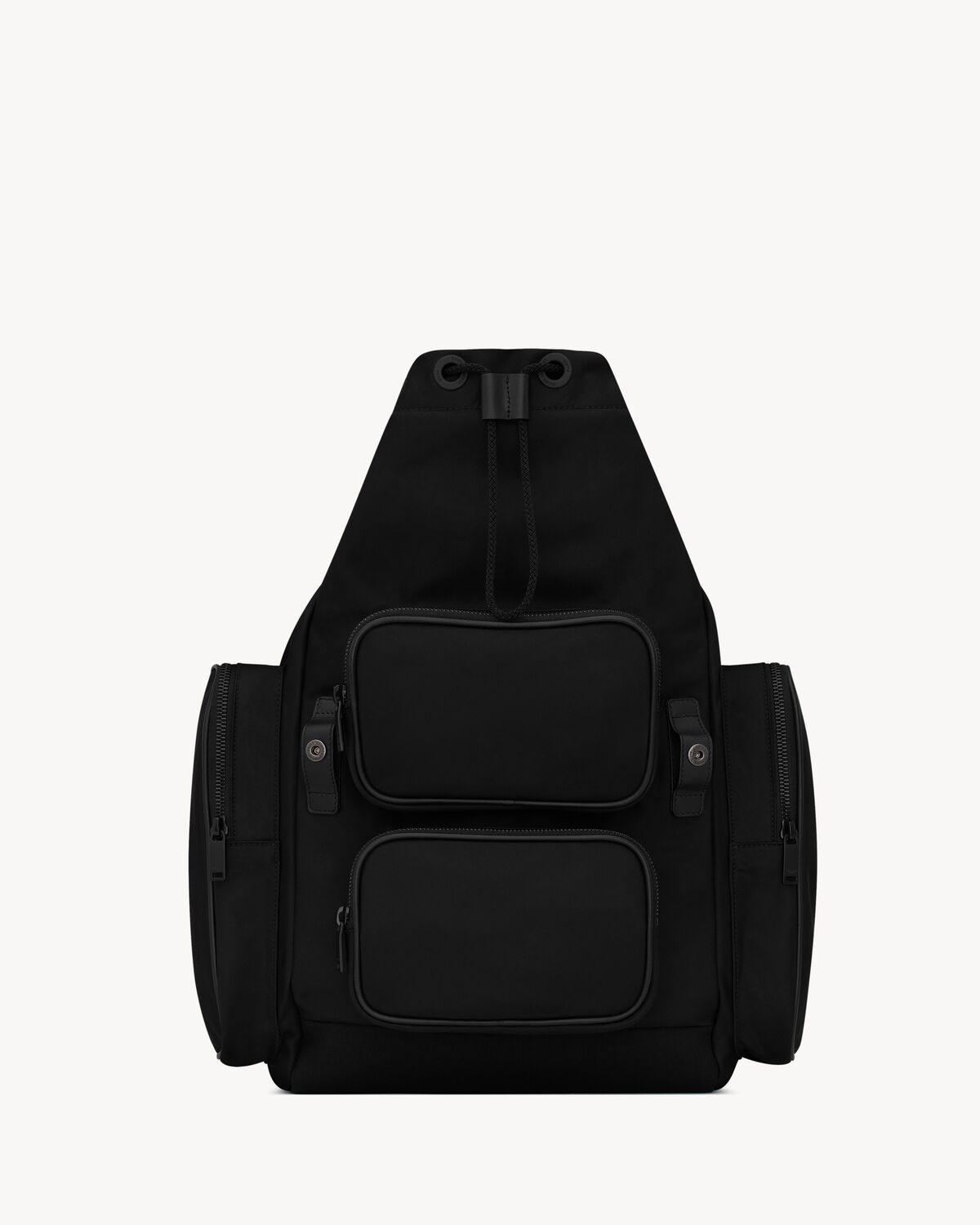 생로랑 에코닐, 부드러운 가죽, 나일론 소재의 시티 멀티 포켓 백팩 437110FAACZ1000