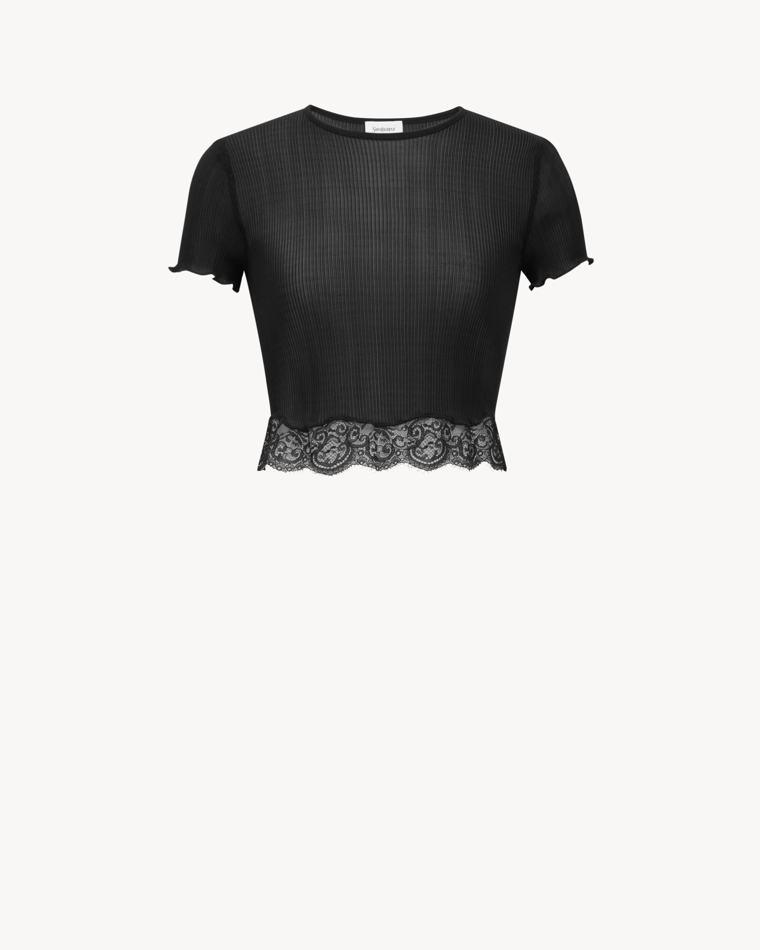 T-Shirt mit Schnürung aus gerippter Seide