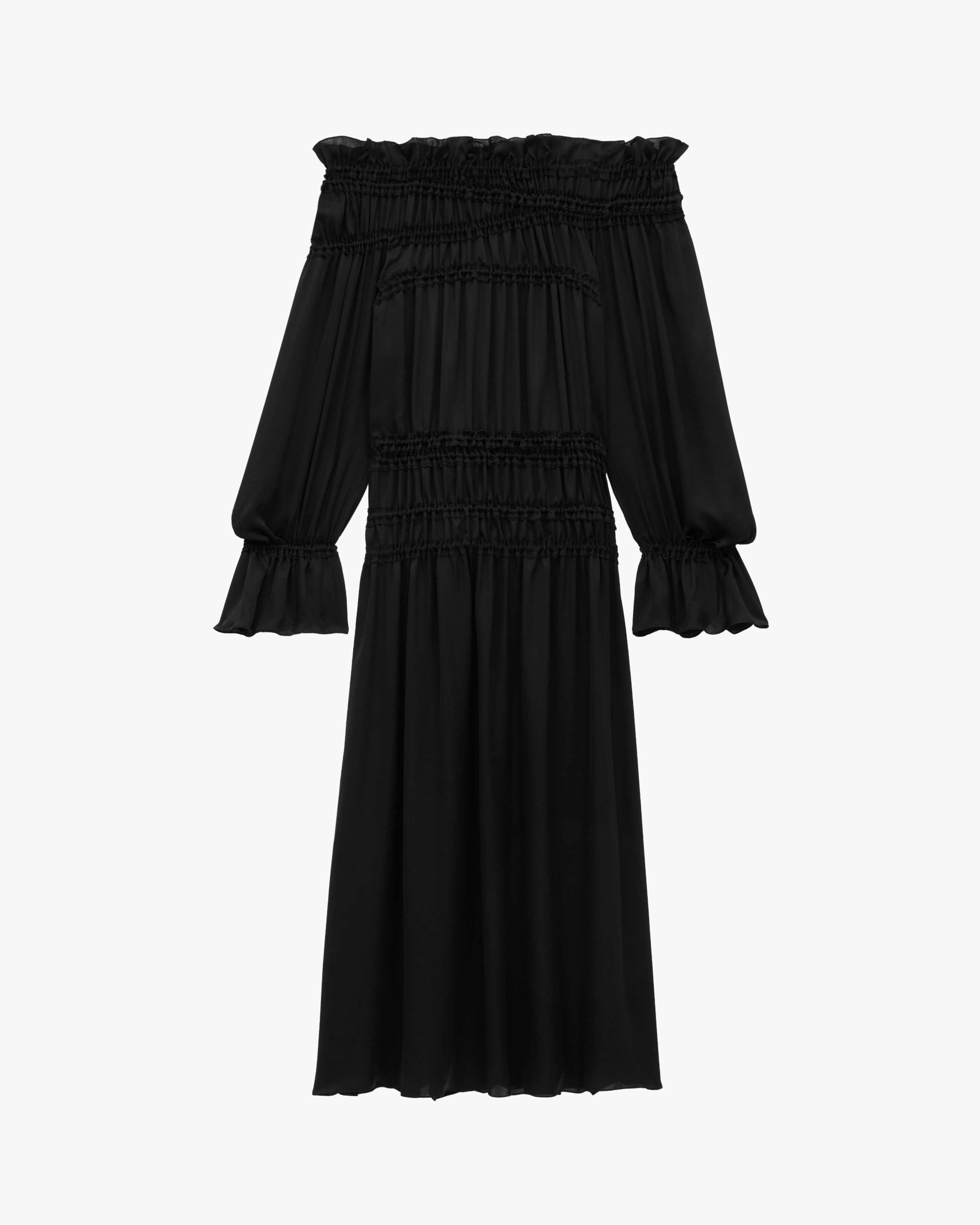 Vestido fruncido de charmeuse de seda