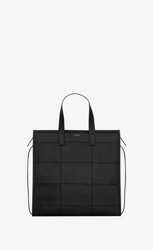 patchwork shopping bag in smooth leather