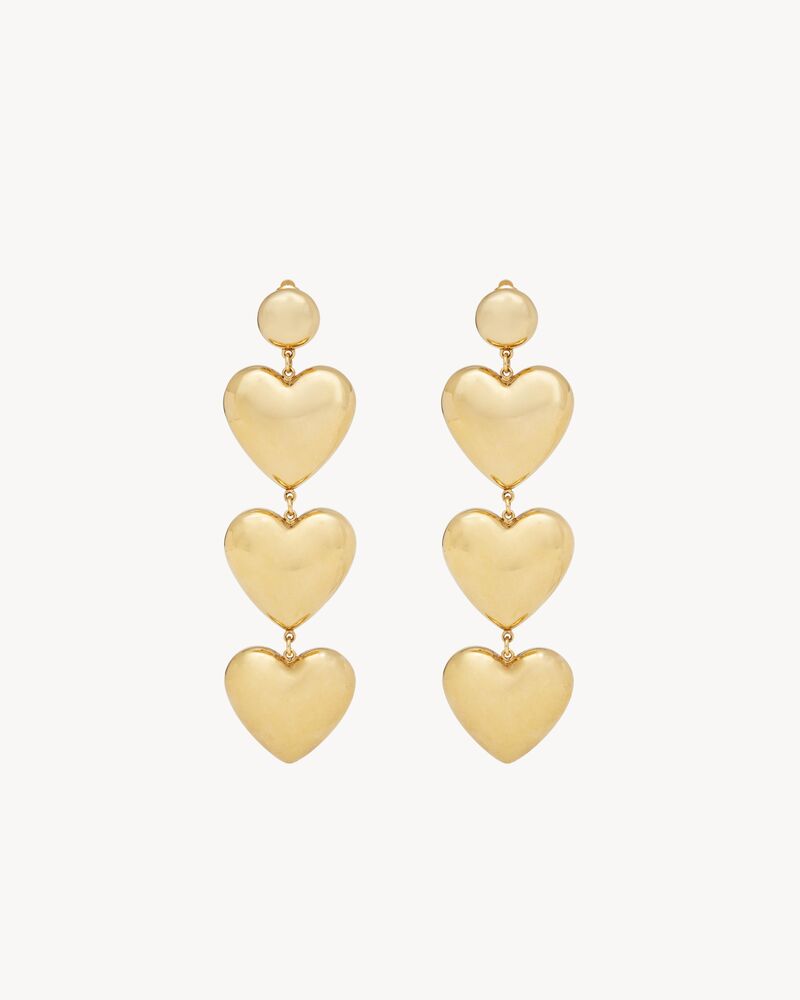 Triple heart drop earrings in metal