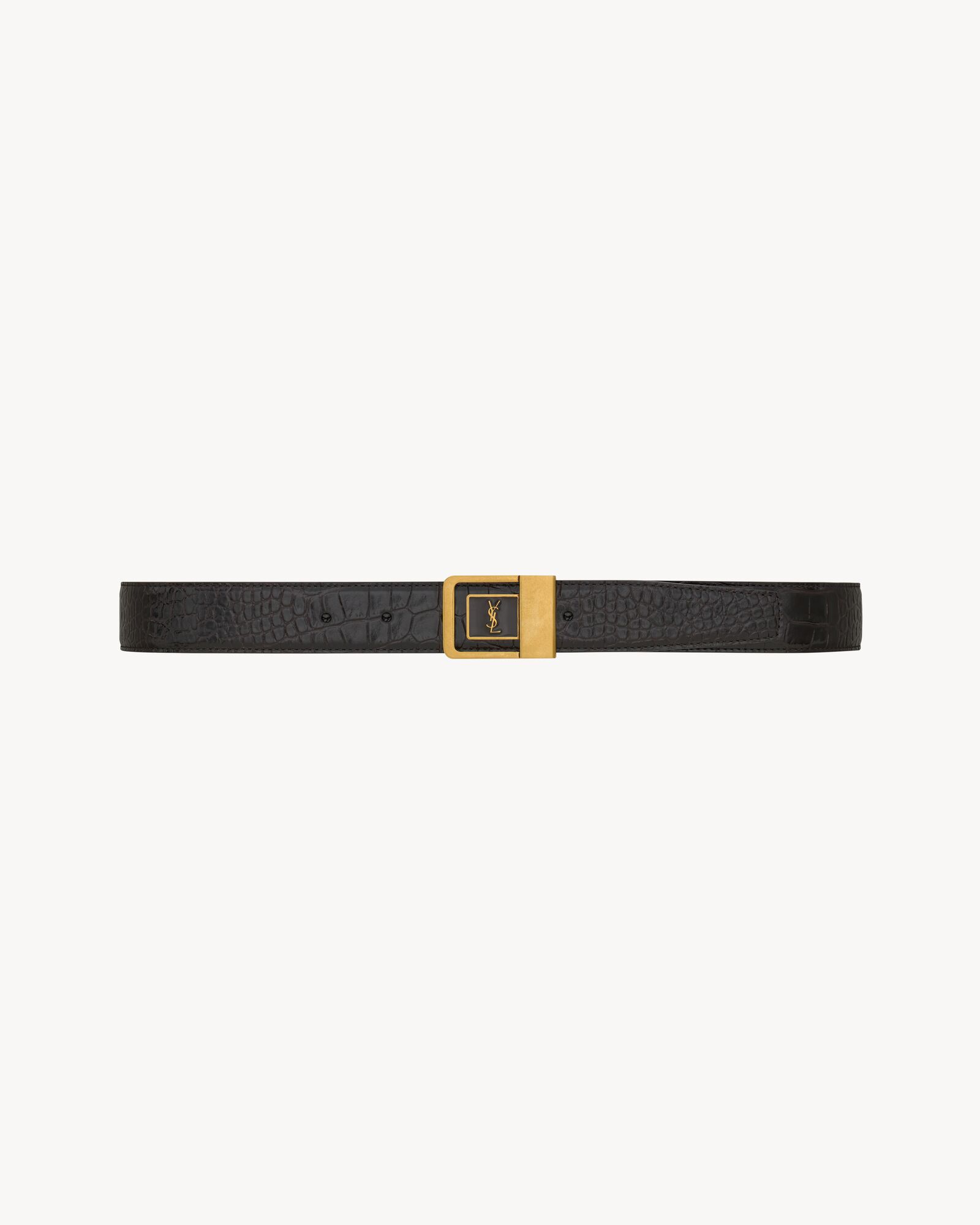 LA 66 buckle belt in crocodile-embossed leather | Saint Laurent | YSL.com