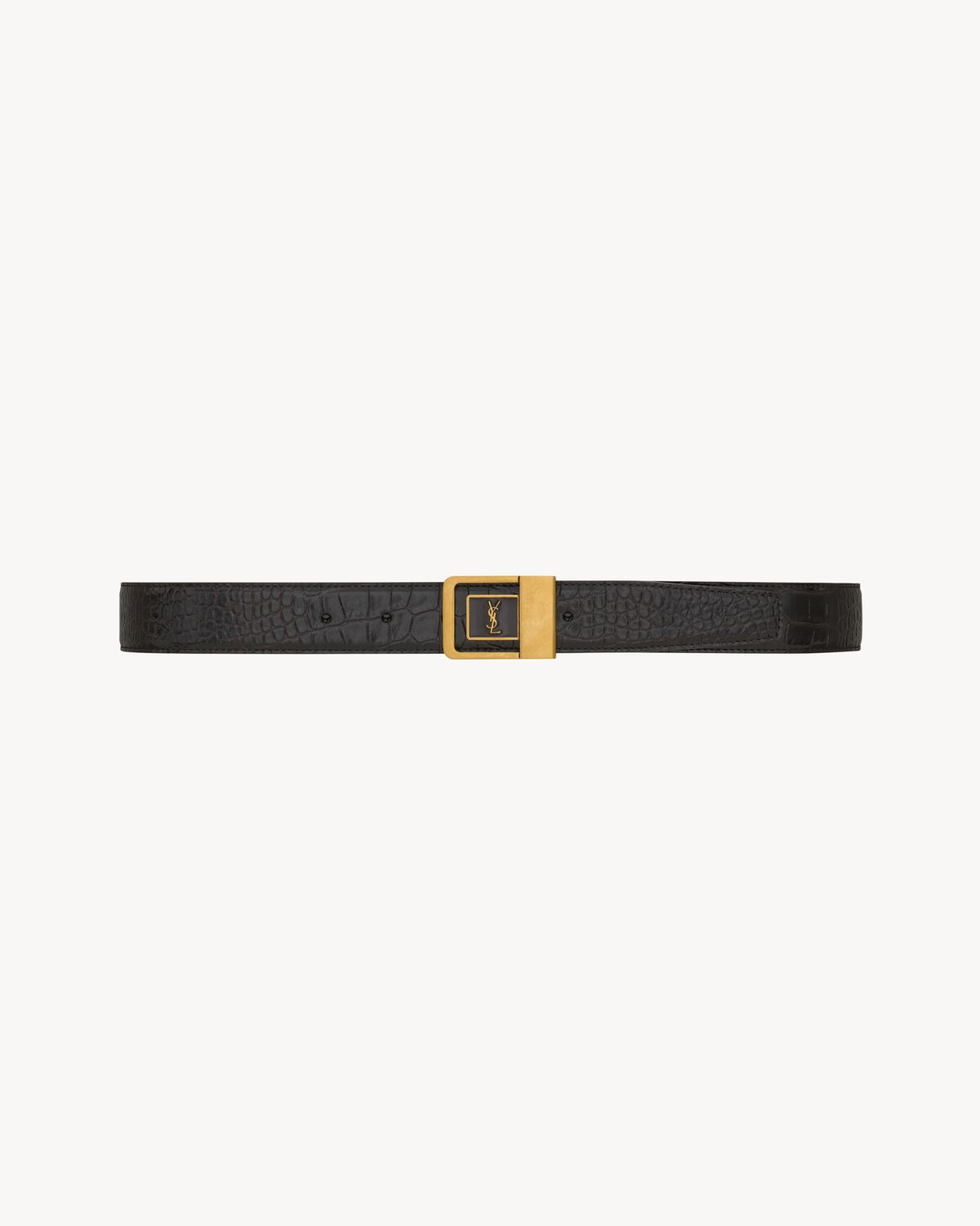 LA 66 buckle belt in crocodile-embossed leather